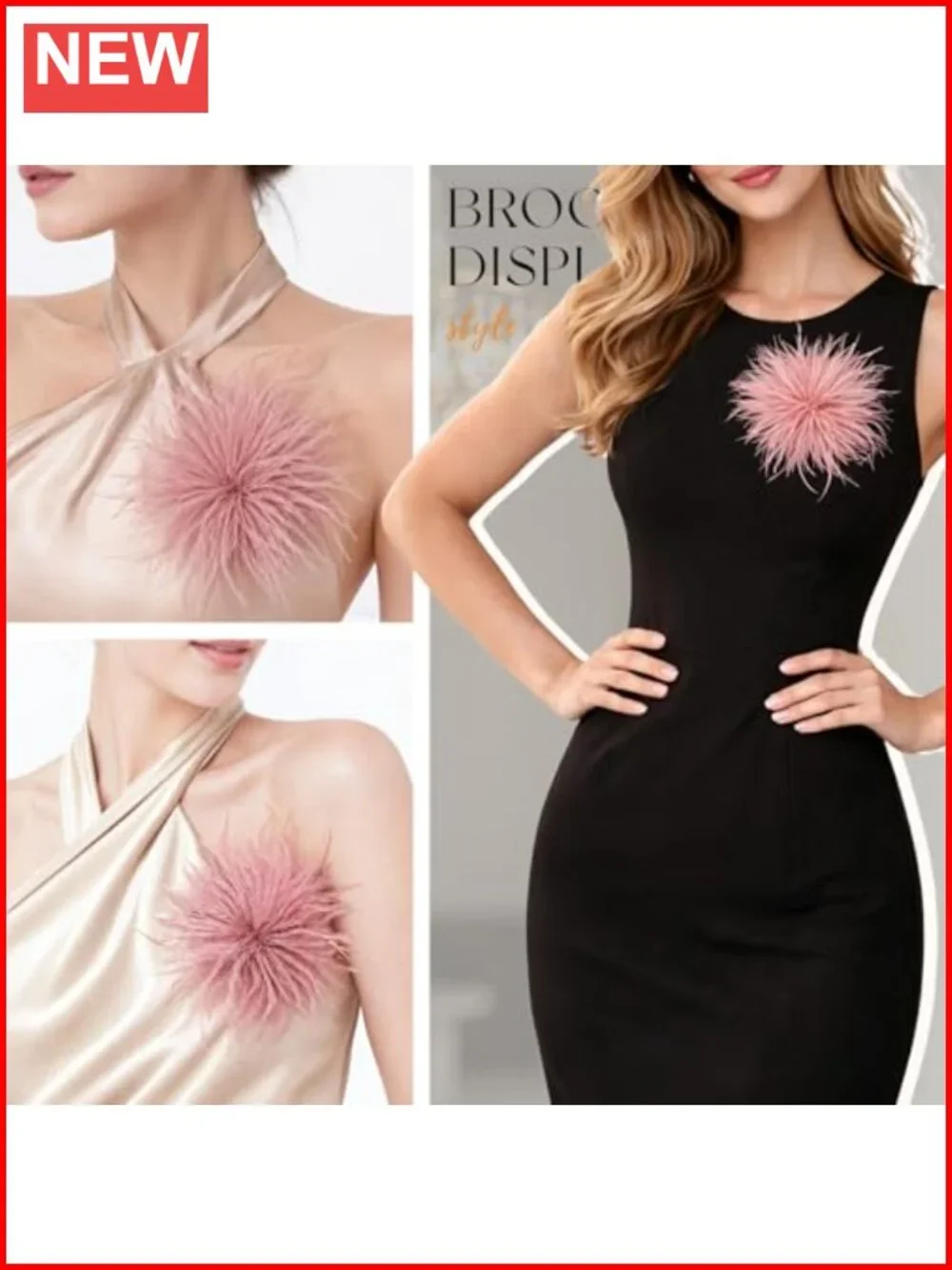 Oversized 150mm Feather Flower Brooch Pin for Suits Dresses Shawls Wedding Party